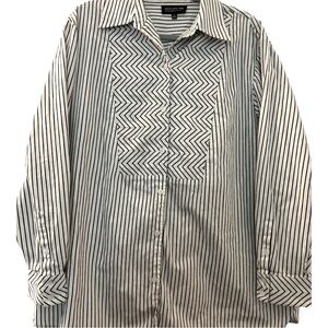 JONES NEW YORK button down shirt. black and  white, size  1X, all cotton